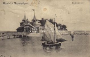 1908 Keszthely, Balaton fürdő, vitorlás. Vasvári József utóda kiadása (fl)