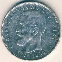Románia 1906. 5L Ag "I. Károly uralkodásának 40. évfordulója" T:3 kis ph
