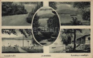 1943 Alsógöd (Göd), Strand, Országút, Duna, Széchenyi vendéglő, étterem, fürdőzők