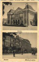 1942 Szolnok, Színház, Stefánia-ház, Hitelbank épülete, rendőr, üzletek (EK)