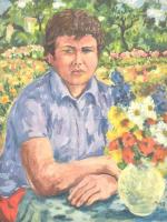 Pirk J jelzéssel: Portré. Olaj, vászon, 80x60 cm