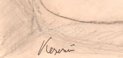 Keserü jelzéssel: Vihar. Vegyes technika, papír, 42x29,5 cm