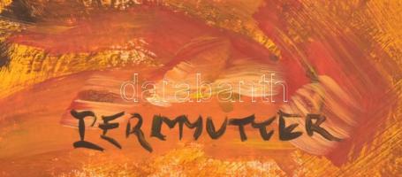 Perlmutter jelzéssel: Ház. Olaj, karton, fa keretben. 45,5x64,5 cm