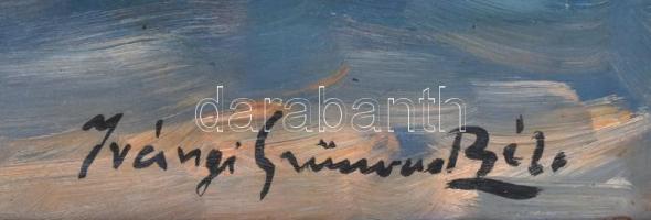 Iványi Grünwald Béla jelzéssel: Táj. Olaj, farost. Kopott fa keretben. 49,5x59,5 cm