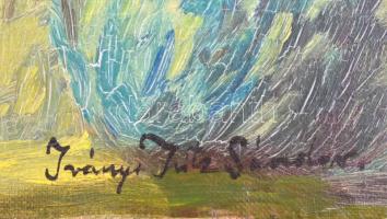 Irányi Iritz Sándor jelzéssel: Dombos táj. Olaj, vászon, sérült. 45x32 cm