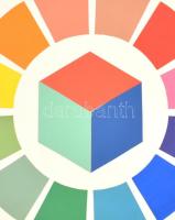 Vasarely jelzéssel: Kocka. Kollázs, papír. 50x50 cm