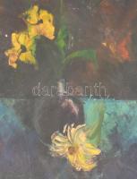 Gráber jelzéssel: Csendélet. Olaj, karton.Díszes fa keretben. 69x48,5 cm