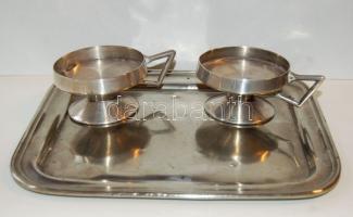 Alpakka tálca 22x28 cm 2 db alpakka csészével