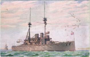 HMS Lord Nelson Royal Navy Lord Nelson-class pre-dreadnought battleship. Raphael Tuck & Sons Oilette Postcard 8643. Our Navy Series VI. (felületi sérülés / surface damage)