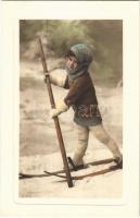 Skiing boy, winter sport. W.R.B. & Co. Serie Nr. 2689.