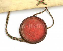 1877 Bába oklevél pergamenen függő viaszpecséttel 60x45 cm