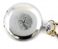 Moszkva 1980 olimpiai zsebóra fém tokkal, ökölvívó motívummal. Nem működő szerkezettel, óralánccal d...