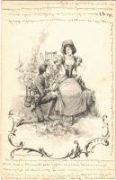 1901 Romantic couple, lady art postcard. B.K.W.I. Serie 801/6. (fl)