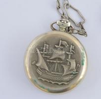 Serkisof Garanti mechanikus zsebóra 18 köves szerkezettel, működő állapotban d: 5 cm + fémlánc