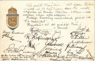 1918 Nemzeti Áldozatkészség Szobor segélylap / WWI Austro-Hungarian K.u.K. military charity fund, golden Emb. (lyukasztott / punched holes)