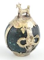 Jáde gömb kutyás fém foglalatban, m: 5,5 cm