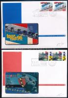 1995 Amsterdam Sail, holland telefonkártya, bélyeges emléklappal + 1996 Tour de France francia telefonkártya, bélyeges emléklappal