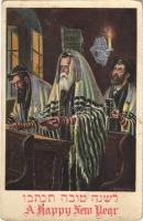Boldog Újévet! / Jewish New Year greeting art postcard with Hebrew text. L&P 6697/VI. Judaica s: F. Kaskeline (fl)