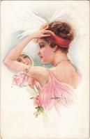 1917 Lady with mirror. ERKAL Künstler-Serie 304/5. s: Usabal (EK)