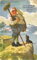 Dös ist und bleibt halt doch mei schönste Aussicht! / Austrian drunk man humour art postcard, beer, Tyrolean folklore (EK)