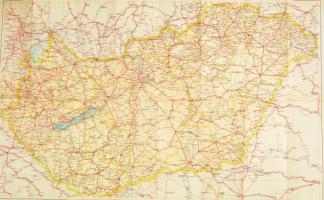 1935 Részletes Magyarország autó-vasút térkép, 56×92 cm
