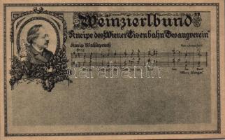 Weinzierlbund. Kneipe des Wiener Eisenbahn Gesangverein / Max Weinzierl, Austrian composer.  Pub of the Vienna Railway Choir. Art Nouveau (fa)