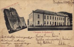 1904 Óradna, Alt-Rodna, Radna veche, Rodna; állami elemi iskola, templom romok 1200-ból / school, church ruins