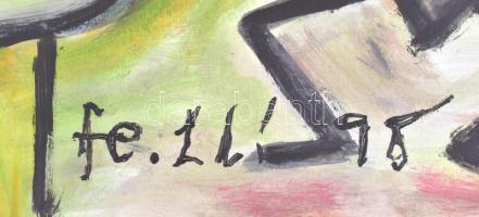 fe. LL .'98 jelzéssel: Buli van. Olaj, papír, 70x50 cm