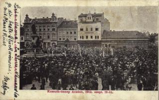 1902 Arad, Kossuth ünnep szeptember 19-én. Az aradi Kossuth szobor alapra, kiadja a Gyűjtő-bizottság, Kuttn Gyula és Rosenblum R. és Társa üzlete / Kossuth festival, shops (r)
