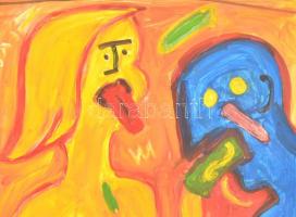 Wa 99 jelzéssel: A nyelv szépsége. Olaj, papír, 48x36 cm