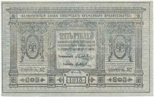 Oroszország / Polgárháború / Szibéria és Urál / Ideiglenes Szibériai Igazgatás 1918. 5R T:III Russia / Civil War / Siberia and Urals / Provisional Siberian Administration 1918. 5 Rubles C:F Krause P#S817