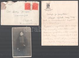 cca 1940 dr. Árvay Attila (1926-2008) tanszékvezető orvos professzor fiatalkori fényképe és saját kézzel írt levele családjának
