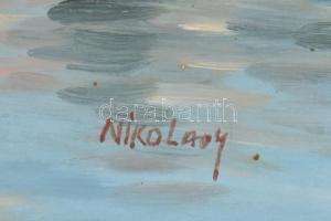 Nikolay jelzéssel: Vitorlás. Olaj, vászon, fa keretben, 64x52,5 cm