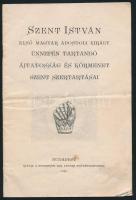 1912 Bp., Szent István első magyar apostoli király ünnepén tartandó ájtatosság és körmenet szent szertartásai