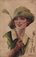 1926 Riding. Lady art postcard. K. Co. Inc. N.Y. 174. (EB)