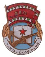 1957. MHSZ (Magyar Honvédelmi Szövetség) Tartalékos Klub zománcozott, aranyozott kitüntető jelvénye, eredeti tokjában (43x31mm) T:1