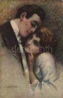 1926 Romantic couple. Italian lady art postcard. Ediz. Artistica riservata Serie 1. s: Monestier (EK)