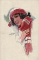 Italian lady art postcard. ERKAL No. 343/3. s: Usabal (EK)