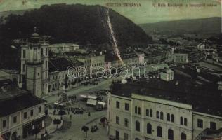 1916 Besztercebánya, Banská Bystrica; IV. Béla király tér, piac, Kohn József, Löwy Ferenc üzlete. Machold F. / square, market, shops (EK)