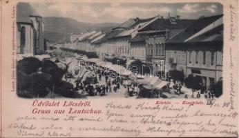 1898 (Vorläufer) Lőcse, Levoca; Körtér, piac. Latzin János kiadása / Ringplatz / square, market (EK)