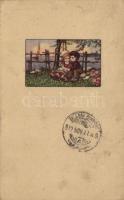 1922 Romantic couple. Children art postcard. Anna & Gasparin 156M-1. (EK)