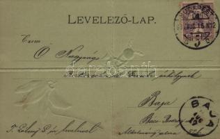 1901 Art Nouveau Emb. litho greeting card. Plentl "Mary Mill" Graz Nr. 173