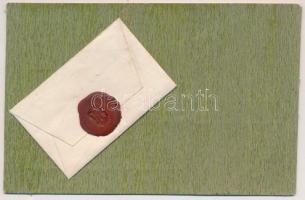 1901 Art Nouveau romantic litho greeting card with letter (EB)