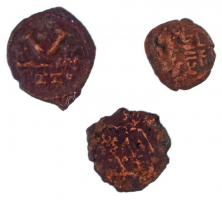Bizánci Birodalom ~6. század 3xklf Br érme T:3-,4 Byzantine Empire ~6th Century 3xdiff Br coins C:VG-G