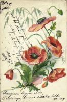 1900 Flowers litho greeting card (EK)