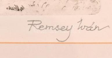 Remsey Iván(1921-2006): Szarka. Rézkarc, papír, jelzett, üvegezett keretben, 15x11 cm