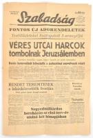 1948 A Szabadság c. újság május 23. száma a palesztinai arab izraeli harcok híreivel