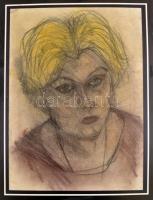 Jelzés nélkül: Női portré. Ceruza, pasztell, papír. 40x30 cm