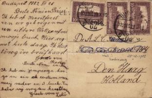 1922 Gelukkig Nieuwjaar / Hand-drawn and painted New Year greeting art postcard, Dutch folklore s: M...