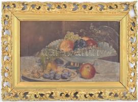 Jelzés nélkül: Csendélet. Olaj, vászon. Reprezentatív, neorokokó stílusú fa keretben, 29×46 cm